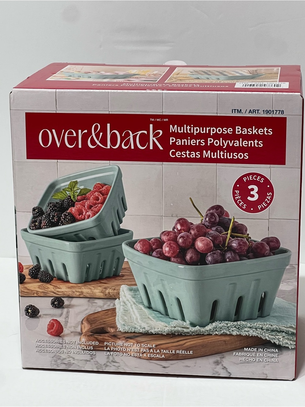 NEW over&back 3-piece Multipurpose Berry Baskets- Green - Picture 7 of 10